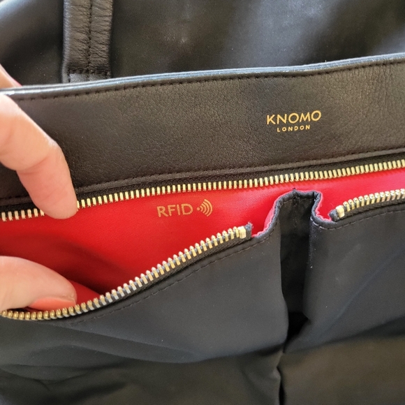 Knomo Black Tote Bag with Gold Accents - Picture 4 of 12